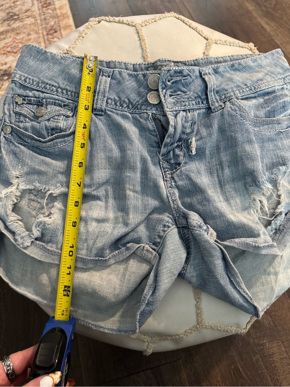 Light Blue Distressed Denim Women’s Shorts - Picture 5 of 7